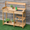 Giantex Potting Bench Solid Wood Outdoor Garden Patio Planting Workstation W/Storage Shelf and Hooks