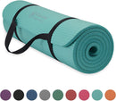 Gaiam Essentials Thick Yoga Mat Fitness & Exercise Mat with Easy-Cinch Yoga Mat Carrier Strap (72"L x 24"W x 2/5 Inch Thick)