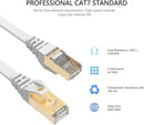 Cat7 Ethernet Patch Cable 50 ft White, Lovicool Ultra Fast 10 Gigabit Triple Shielded Ethernet Networking Wire Ethernet Cords with Gold Plated Head RJ45 Connector 15M