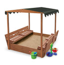 Badger Basket Covered Convertible Cedar Sandbox with Canopy and Bench Seats