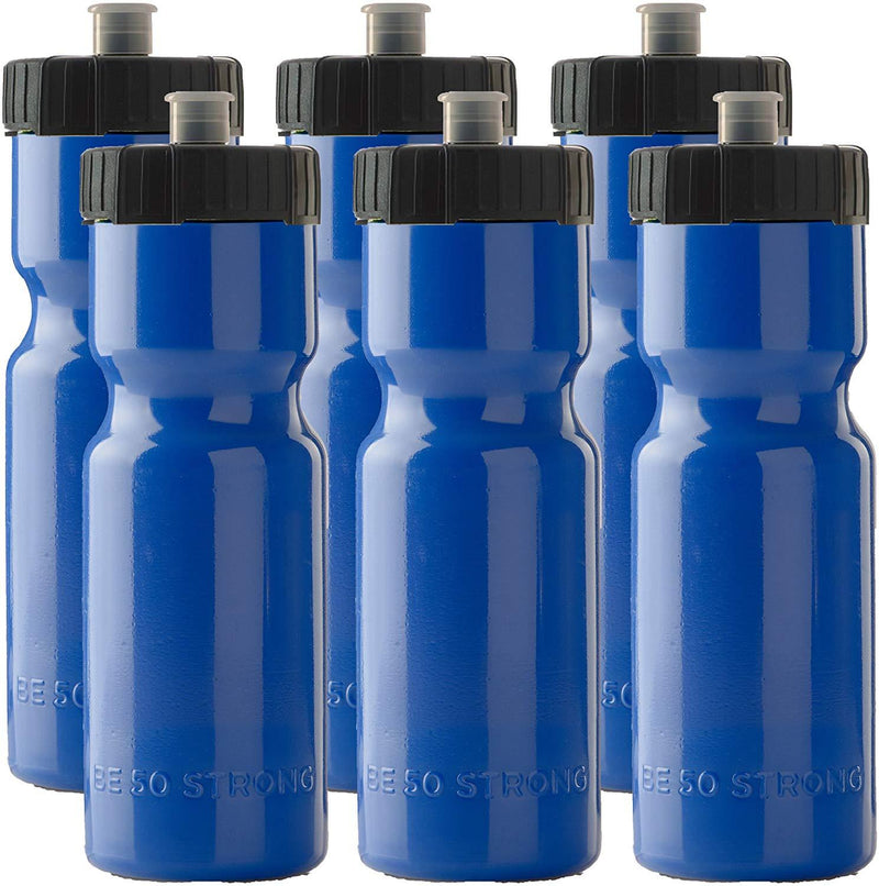 50 Strong Sports Squeeze Water Bottles - Set of 6 - Team Pack – 22 oz. BPA Free Bottle Easy Open Push/Pull Cap – Made in USA - Multiple Colors Available