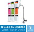 Brondell H2O+ Coral UC300 Three-Stage Undercounter Water Filtration System – Water Purifier with Designer Chrome Faucet – Quick Change Filter, WQA Gold Seal-Certified