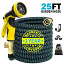 Expandable Garden Hose, 100 FT Lightweight Water Hose, 9 Functions Sprayer with Double Latex Core, Green Black Expandable Hose with 3/4" Solid Brass Fittings, Extra Strength Fabric