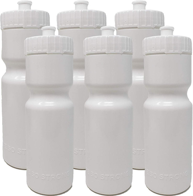 50 Strong Sports Squeeze Water Bottles - Set of 6 - Team Pack – 22 oz. BPA Free Bottle Easy Open Push/Pull Cap – Made in USA - Multiple Colors Available