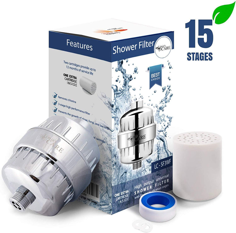 15-Stage Replacement Filter Cartridge for Universal Shower Filter LC-SF3WF - Shower Head Filter - Chlorine Filter - Hard Water Filter - Water Softener - Showerhead Filter Cartridge
