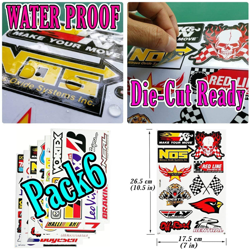 Auto Car Race Hot Rod Racer Performance Equipment Tool Automotive Motorsport Skateboard Bike Parts Accessories Helmet Racing Pack 6 for Kids Adults Teens Graffiti Vinyl Decals Stickers D6728 Best4Buy