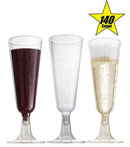 140 pc Plastic Classicware Glass Like Champagne Wedding Parties Toasting Flutes Party Cocktail Cups (Silver Rim) by Oojami