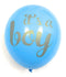 Baby Shower Party Decorations Decoration Decor Assembled Banner (IT'S A BOY) & 9PC Balloons w/Ribbon [Gold, Baby Blue, White] Kit Set Supplies Bundle | Hang on Wall Door Chair | It Is A Boy