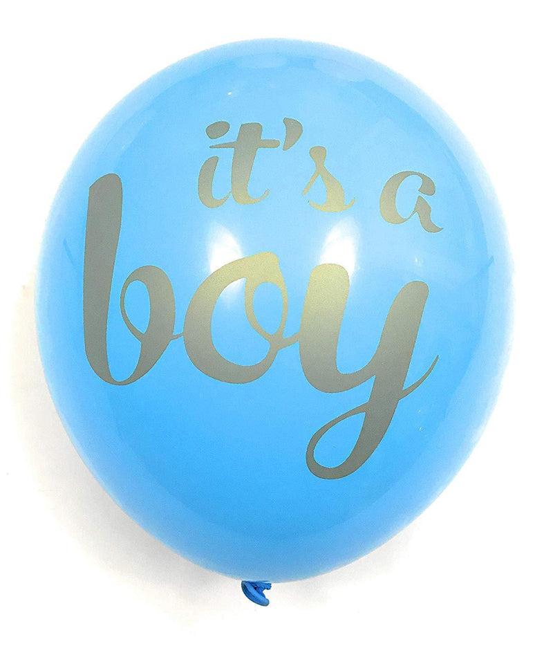 Baby Shower Party Decorations Decoration Decor Assembled Banner (IT'S A BOY) & 9PC Balloons w/Ribbon [Gold, Baby Blue, White] Kit Set Supplies Bundle | Hang on Wall Door Chair | It Is A Boy