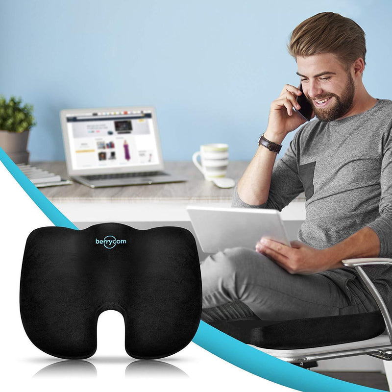 Seat Cushion for Office Chair - Extra Comfortable Orthopedic Memory Foam Coccyx Cushion Pad Relieves Back, Sciatica and Tailbone Pain Great Seat Pillow for Car Seat, Office...