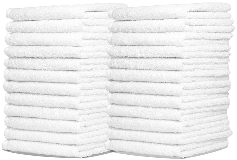 Zeppoli Wash Cloth Kitchen Towels, 24-Pack, 100% Natural Cotton Bath Towels, 12 x 12 Hand Towels, Commercial Grade Washcloth, Machine Washable Cleaning Rags, Wash Cloths for Bathroom