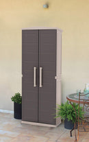 Keter 228852 Boston Tall Outdoor Storage Shed Cabinet, Brown