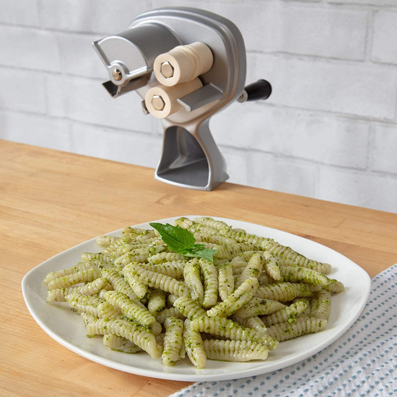 CucinaPro Cavatelli Maker Machine w Easy Clean Rollers- Makes Authentic Gnocchi, Pasta Seashells and More- Recipes Included
