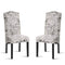 Merax Script Fabric Accent Chair Dining Room Chair with Solid Wood Legs, Beige,Set of 2