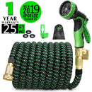 Expandable Garden Hose, 100 FT Lightweight Water Hose, 9 Functions Sprayer with Double Latex Core, Green Black Expandable Hose with 3/4" Solid Brass Fittings, Extra Strength Fabric