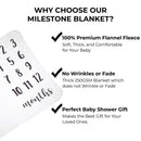 Soft Fleece Baby Monthly Milestone Blanket Boy & Girl w/Photo Prop Set | 47”x47” Large Photography Background Blanket for 1-12 Months | Will Not Wrinkle or Fade | Amazing Baby Shower Gift for Mom