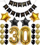 KATCHON 031 Party Decorations Kit-Happy Birthday Banner, 30th Balloons,Gold and Black, Number 30