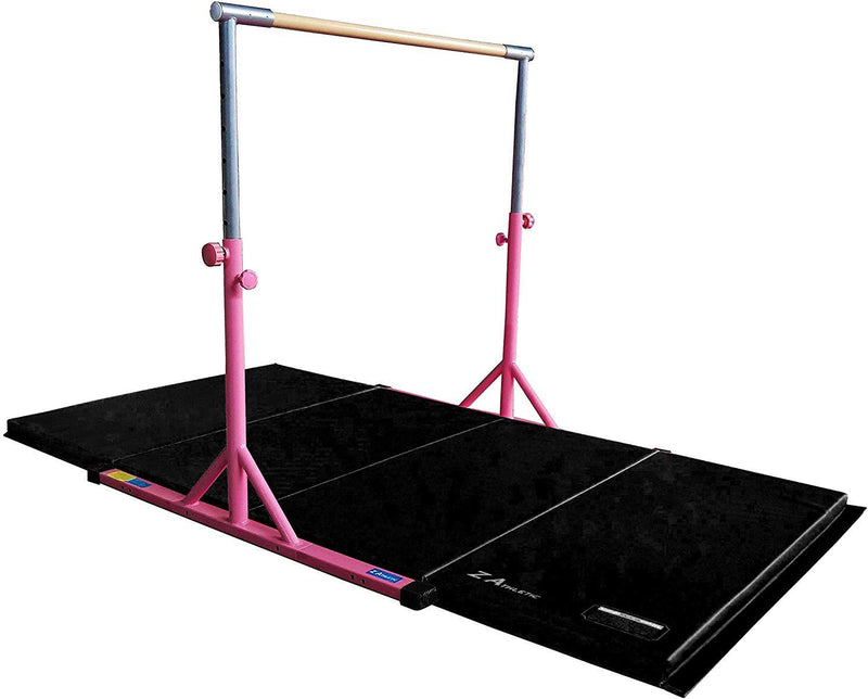 Z Athletic Adjustable Kip Bar and Gym Mat for Children's In Home Gymnastics Multiple Sizes and Colors