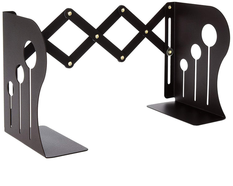 Office Square Decorative Metal Bookends - Heavy Duty & Adjustable Modern Design with Non-Skid Base