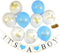 Baby Shower Party Decorations Decoration Decor Assembled Banner (IT'S A BOY) & 9PC Balloons w/Ribbon [Gold, Baby Blue, White] Kit Set Supplies Bundle | Hang on Wall Door Chair | It Is A Boy