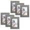 TWING Picture Frames Wood Pattern 4x6 High Definition Glass Tabletop or Wall Rustic Photo Frame for Table Top and Wall Display,Log Stripe Photo Frames,6 Pack (Light&Brown)