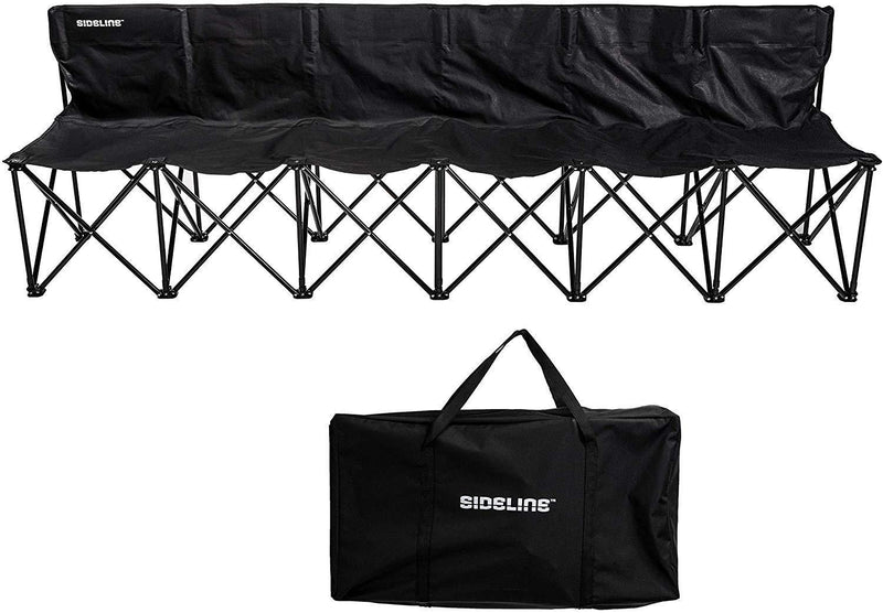 Franklin Sports Sideline Team Bench - 6 Person - Collapsible Sports Bench with Carry Bag - Easy Assembly - Pop Up - Additional Steel Support Poles Provide Extra Stability