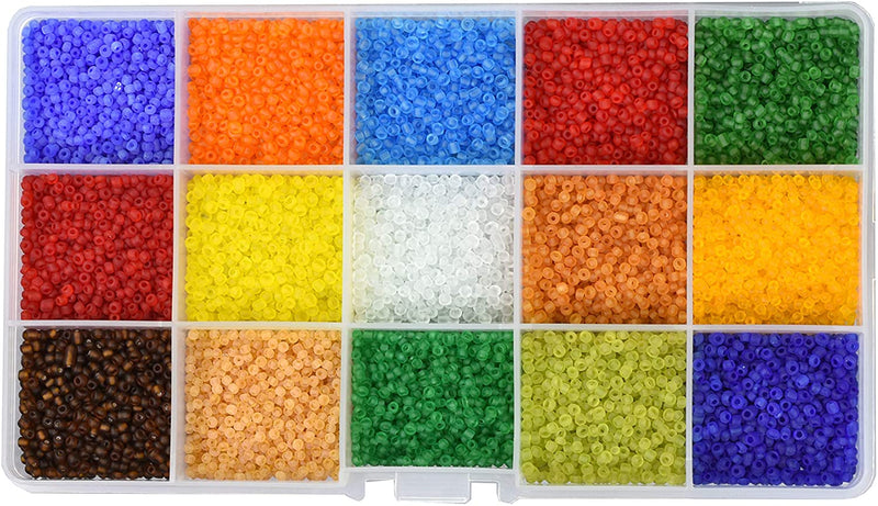 Gemybeads Glass Seed Beads, Small Pony Beads Assorted Kit with Organizer Box for Jewelry Making, Beading, Crafting (Round 3X2mm 8/0, 24 Assorted Multicolor Set)