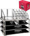 Acrylic Vanity Makeup Cosmetic Organizer -16 slot 4 box drawer storage organizers for make up brushes lipstick lipgloss brush palette! Countertop organization holder for bathroom & bedroom accessories