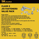 T.K.Excellent Hex Bolts M6 M8 M10 and Hex Nuts and Washers Set Kit,128 Pcs