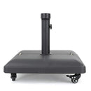 Great Deal Furniture | Hercules | Concrete Umbrella Base with Wheels | Square | 80LBS | in Black