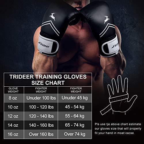 Trideer Pro Grade Boxing Gloves, Kickboxing Bagwork Gel Sparring Training Gloves, Muay Thai Style Punching Bag Mitts, Fight Gloves Men & Women