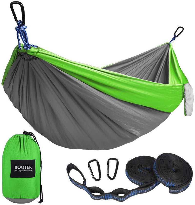 Kootek Camping Hammock Double & Single Portable Hammocks with 2 Tree Straps, Lightweight Nylon Parachute Hammocks for Backpacking, Travel, Beach, Backyard, Patio, Hiking