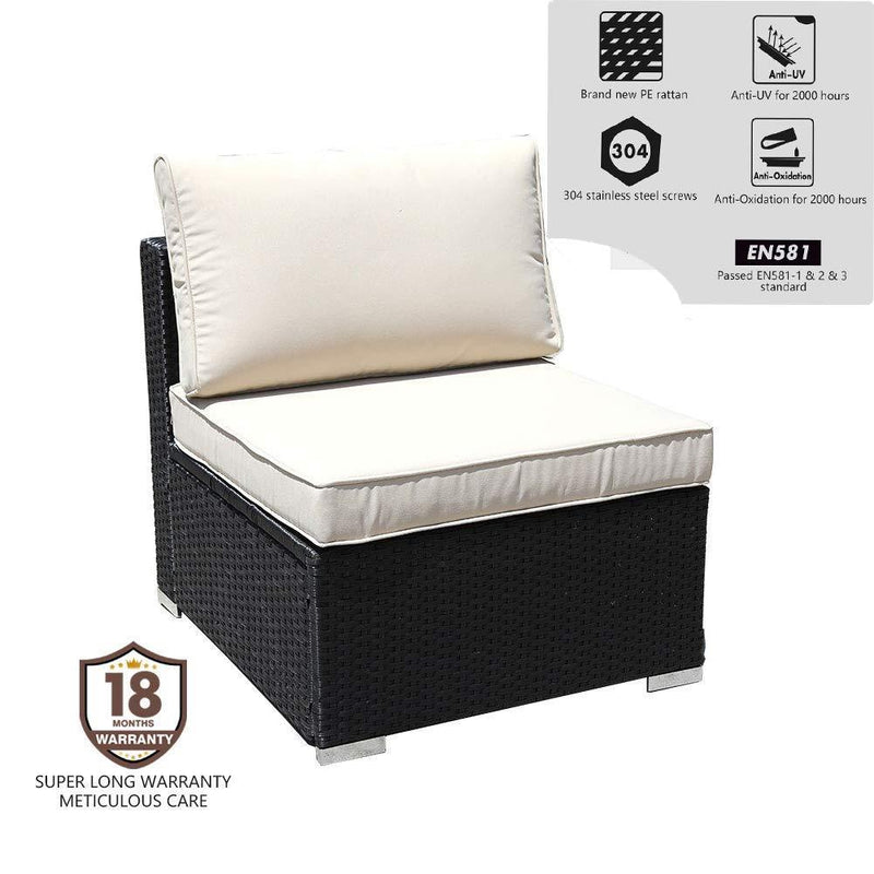 DIMAR garden 3-Piece Outdoor Rattan Patio Furniture Sectional Sofa Wicker Furniture Conversation Set Lawn Garden Pool Courtyard Table Backyard Chair Weather Outdoor Patio Sofa(Black)