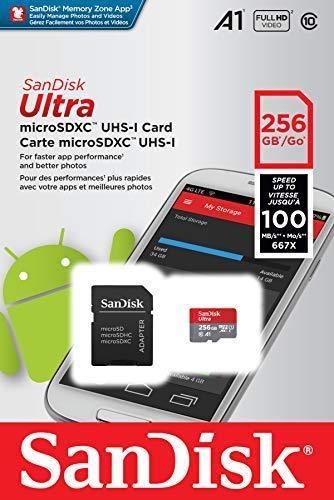 SanDisk 512GB Ultra MicroSDXC UHS-I Memory Card with Adapter - 100MB/s, C10, U1, Full HD, A1, Micro SD Card -  SDSQUAR-512G-GN6MA