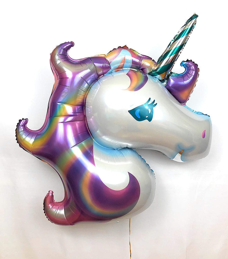 Unicorn Birthday Party Decorations Banner Decor Supplies Set Kit Favors | 2PC Foil Balloon | 12PC Helium Pastel Balloons w/Gold Ribbon | for Boy Girl 1st 2nd 3rd 10th 13th 20th | Sparkle Flag Glitter