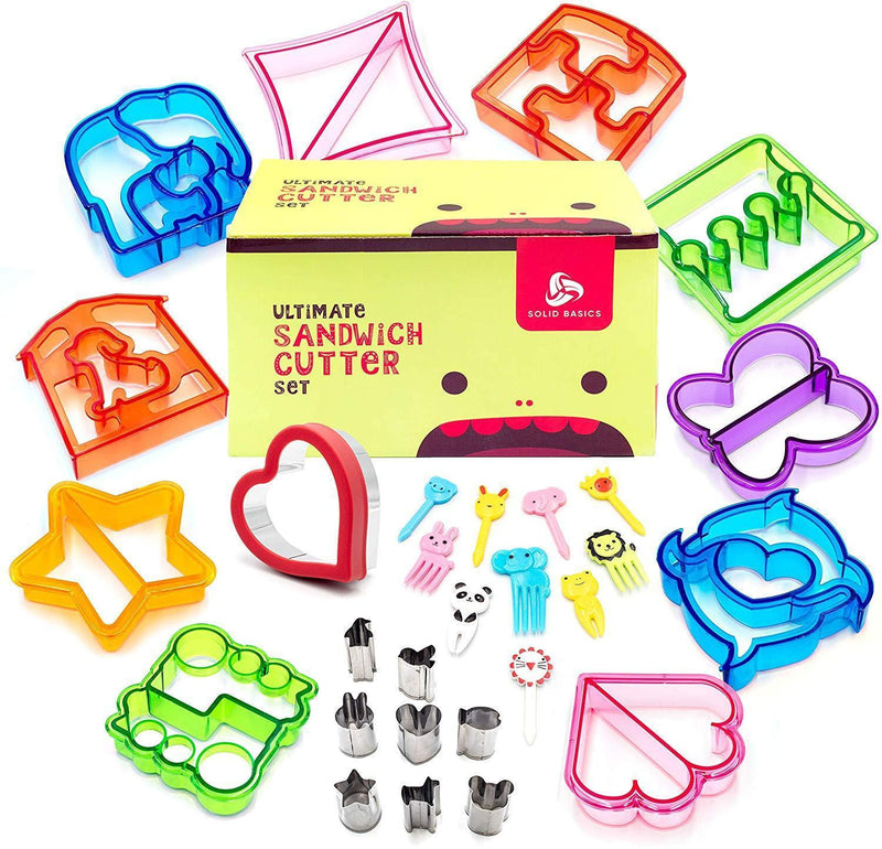 Colorful 29-Piece Ultimate Sandwich Cutter Set for Kids | Easy to Use Bento Lunch Box Accessories | Transform Vegetables, Cookie and Fruits Into Fun Bites | For Toddlers Boys & Girls