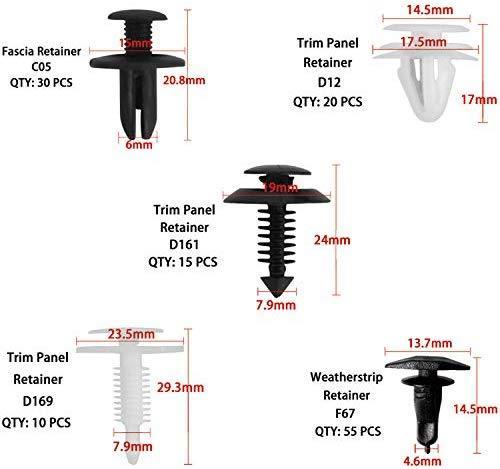 Auto Body Retainer Clips Plastic Fasteners Push Rivets Clips Set Tailgate Handle Rod Clip 19 MOST Popular Sizes Door Trim Panel Clips 460 PCS With 1 Plastic Fastener Remover For GM Ford Chevy Toyota