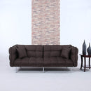 Divano Roma Furniture Collection - Modern Plush Tufted Linen Fabric Splitback Living Room Sleeper Futon (Light Grey)