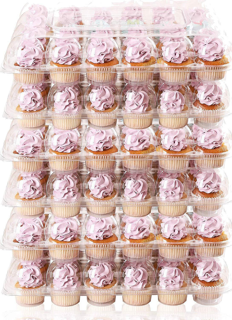 (5 Pack) Fill'nGo Carrier Holds 24 Standard Cupcakes - Ultra Sturdy Cupcake Boxes | Tall Dome Detachable Lid | Clear Plastic Disposable Containers | Storage Tray | Travel Holder | Also Regular Muffins