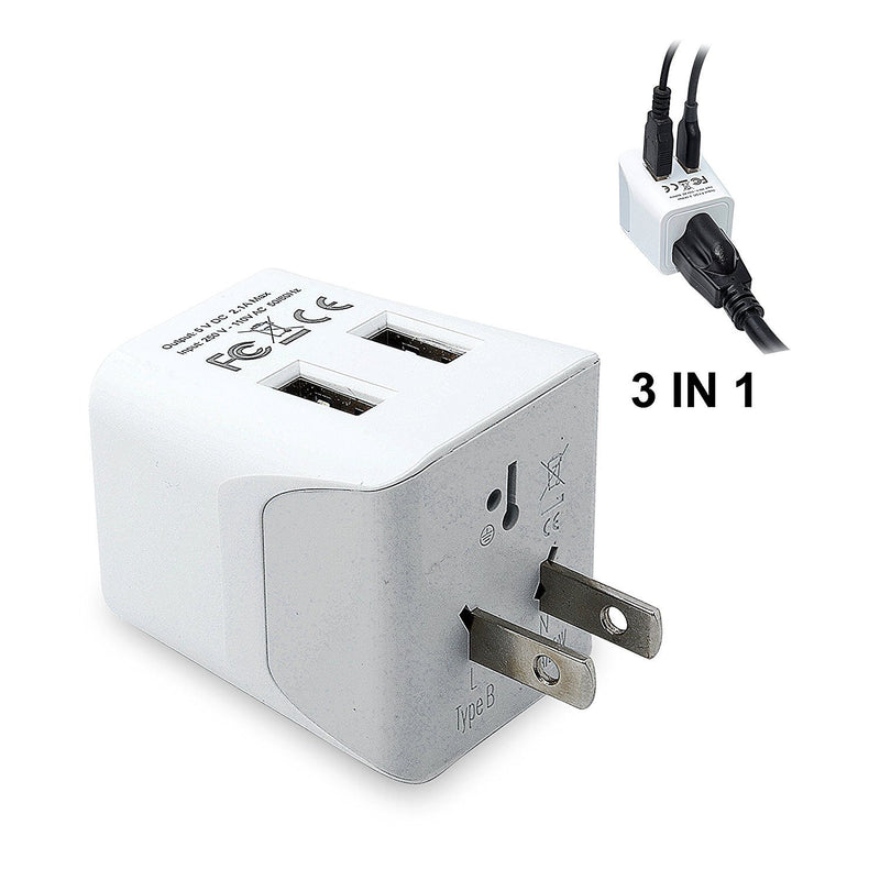 Ceptics CTU-16 USA to Australia, New Zealand, China Travel Adapter Plug with Dual USB - Type I - Dual Inputs - Ultra Compact