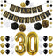 KATCHON 031 Party Decorations Kit-Happy Birthday Banner, 30th Balloons,Gold and Black, Number 30