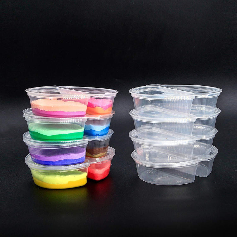 30 Pack Two-Compartment Condiment Containers with Attached Lid Reusable for Work School Home Travel