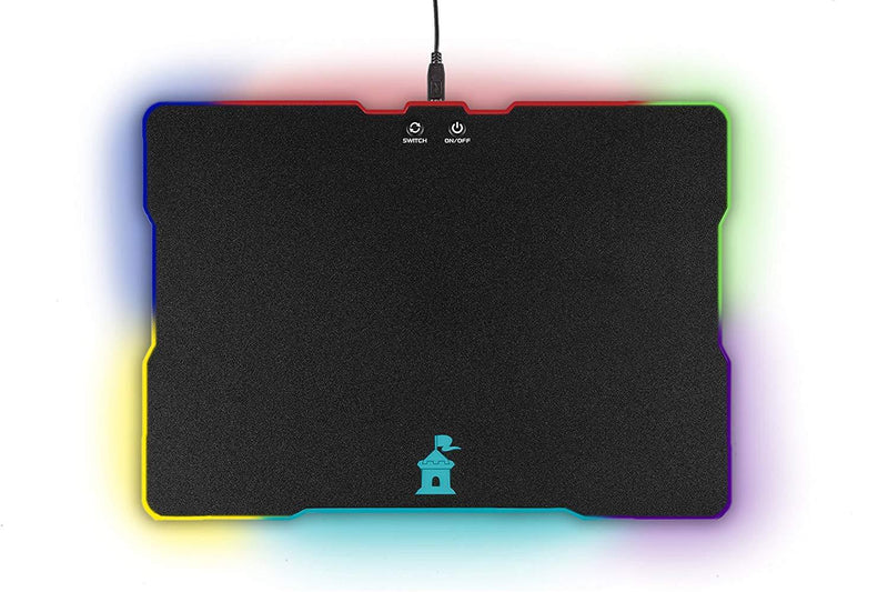 Moat Mouse Pad with LED Lighting Effects - Large Speed Surface with Backlit Perimeter and Logo for Gaming - Hard Mouse Mat Optimized for All Computer Mouse Sensitivity and Sensors