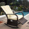 ENSTVER Indoor & Outdoor Reclining Chair-Porch Garden Lawn Deck Wicker Rocke Chair-Auto Adjustable Rattan Sofa w/Cushion (Beige-White Cushion)