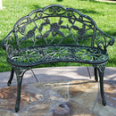 LEAN ON US Belleze Antique Designed Rose Style Outdoor Patio Park Garden Bench Bronze Love Seat Cast Iron Backyard Porch Home Pool