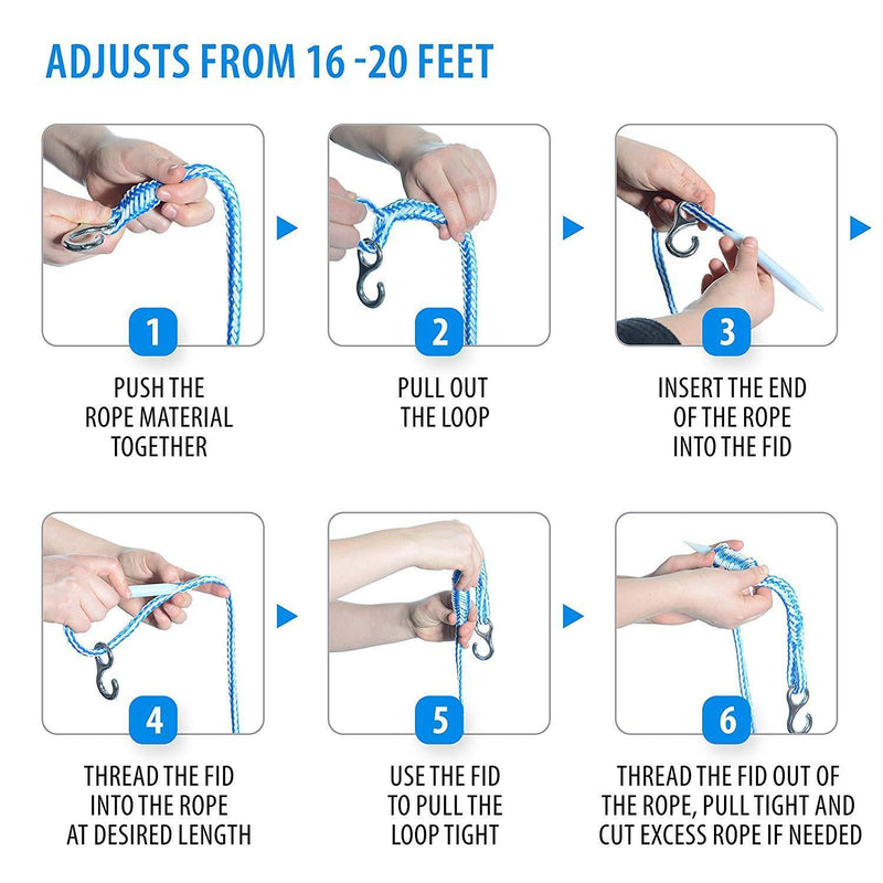 Milliard Pool Rope [Adjustable Length] 16-20' Floating Cordon Pool Safety Divider with Floats, Hooks and FID