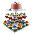 4 Tier Cupcake Holder Stand,Square Clear Acrylic Cupcake Display Riser,Tiered Dessert Stand,Cupcake Tower Stand Plastic,Cupcake Tree Carrier for Wedding Birthday Party