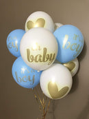 Baby Shower Party Decorations Decoration Decor Assembled Banner (IT'S A BOY) & 9PC Balloons w/Ribbon [Gold, Baby Blue, White] Kit Set Supplies Bundle | Hang on Wall Door Chair | It Is A Boy