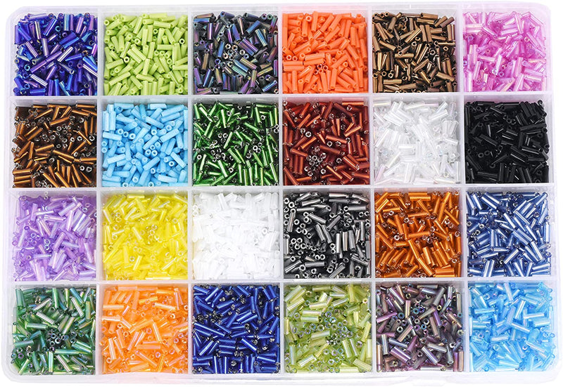 Gemybeads Glass Seed Beads, Small Pony Beads Assorted Kit with Organizer Box for Jewelry Making, Beading, Crafting (Round 3X2mm 8/0, 24 Assorted Multicolor Set)