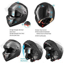 AHR Full Face Flip up Modular Motorcycle Helmet DOT Approved Dual Visor Motocross Blue M